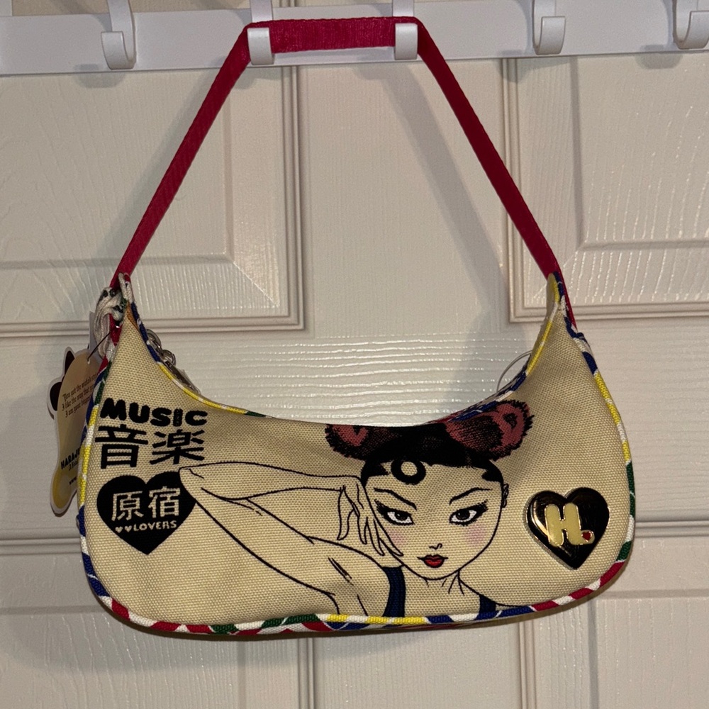 Harajuku Lovers canvas Y2K baguette purse bag MUSIC girl cream red NWT retired